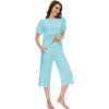 image:imageWiWi Pajamas for Women Soft Knit Capri Pants Pajama Sets Summer Pjs Sleepwear Comfy Lounge Set Viscose from Bamboo SXXLCaqua