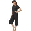 image:imageWiWi Pajamas for Women Soft Knit Capri Pants Pajama Sets Summer Pjs Sleepwear Comfy Lounge Set Viscose from Bamboo SXXLCblack