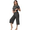 image:imageWiWi Pajamas for Women Soft Knit Capri Pants Pajama Sets Summer Pjs Sleepwear Comfy Lounge Set Viscose from Bamboo SXXLCiron Grey