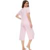 image:imageWiWi Pajamas for Women Soft Knit Capri Pants Pajama Sets Summer Pjs Sleepwear Comfy Lounge Set Viscose from Bamboo SXXLCpink
