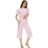 image:imageWiWi Pajamas for Women Soft Knit Capri Pants Pajama Sets Summer Pjs Sleepwear Comfy Lounge Set Viscose from Bamboo SXXLCpink