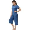 image:imageWiWi Pajamas for Women Soft Knit Capri Pants Pajama Sets Summer Pjs Sleepwear Comfy Lounge Set Viscose from Bamboo SXXLCprussian Clue