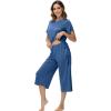 image:imageWiWi Pajamas for Women Soft Knit Capri Pants Pajama Sets Summer Pjs Sleepwear Comfy Lounge Set Viscose from Bamboo SXXLCprussian Clue