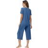 image:imageWiWi Pajamas for Women Soft Knit Capri Pants Pajama Sets Summer Pjs Sleepwear Comfy Lounge Set Viscose from Bamboo SXXLCprussian Clue