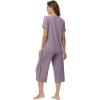 image:imageWiWi Pajamas for Women Soft Knit Capri Pants Pajama Sets Summer Pjs Sleepwear Comfy Lounge Set Viscose from Bamboo SXXLCviolet