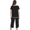 image:imageWiWi Pajamas for Women Soft Knit Capri Pants Pajama Sets Summer Pjs Sleepwear Comfy Lounge Set Viscose from Bamboo SXXLDblack