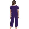 image:imageWiWi Pajamas for Women Soft Knit Capri Pants Pajama Sets Summer Pjs Sleepwear Comfy Lounge Set Viscose from Bamboo SXXLDdark Purple