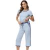 image:imageWiWi Pajamas for Women Soft Knit Capri Pants Pajama Sets Summer Pjs Sleepwear Comfy Lounge Set Viscose from Bamboo SXXLDlight Dlue