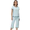 image:imageWiWi Pajamas for Women Soft Knit Capri Pants Pajama Sets Summer Pjs Sleepwear Comfy Lounge Set Viscose from Bamboo SXXLDmist Green