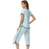 image:imageWiWi Pajamas for Women Soft Knit Capri Pants Pajama Sets Summer Pjs Sleepwear Comfy Lounge Set Viscose from Bamboo SXXLDmist Green