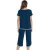 image:imageWiWi Pajamas for Women Soft Knit Capri Pants Pajama Sets Summer Pjs Sleepwear Comfy Lounge Set Viscose from Bamboo SXXLDpeacock Dlue
