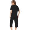 image:imageWiWi Pajamas for Women Soft Knit Capri Pants Pajama Sets Summer Pjs Sleepwear Comfy Lounge Set Viscose from Bamboo SXXLEblack