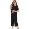 image:imageWiWi Pajamas for Women Soft Knit Capri Pants Pajama Sets Summer Pjs Sleepwear Comfy Lounge Set Viscose from Bamboo SXXLEblack