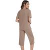 image:imageWiWi Pajamas for Women Soft Knit Capri Pants Pajama Sets Summer Pjs Sleepwear Comfy Lounge Set Viscose from Bamboo SXXLEcamel