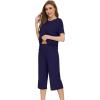 image:imageWiWi Pajamas for Women Soft Knit Capri Pants Pajama Sets Summer Pjs Sleepwear Comfy Lounge Set Viscose from Bamboo SXXLEnavy