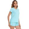 image:imageWiWi Soft Viscose from Bamboo Pajamas for Women Summer Short Sleeve Top with Shorts Pajama Set Cooling Sleepwear SXXLAqua