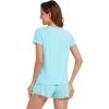 image:imageWiWi Soft Viscose from Bamboo Pajamas for Women Summer Short Sleeve Top with Shorts Pajama Set Cooling Sleepwear SXXLAqua