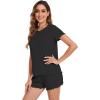 image:imageWiWi Soft Viscose from Bamboo Pajamas for Women Summer Short Sleeve Top with Shorts Pajama Set Cooling Sleepwear SXXLBlack