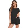 image:imageWiWi Soft Viscose from Bamboo Pajamas for Women Summer Short Sleeve Top with Shorts Pajama Set Cooling Sleepwear SXXLBlack