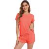 image:imageWiWi Soft Viscose from Bamboo Pajamas for Women Summer Short Sleeve Top with Shorts Pajama Set Cooling Sleepwear SXXLCoral