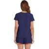 image:imageWiWi Soft Viscose from Bamboo Pajamas for Women Summer Short Sleeve Top with Shorts Pajama Set Cooling Sleepwear SXXLNavy