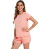 image:imageWiWi Soft Viscose from Bamboo Pajamas for Women Summer Short Sleeve Top with Shorts Pajama Set Cooling Sleepwear SXXLPeach Pink
