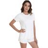image:imageWiWi Soft Viscose from Bamboo Pajamas for Women Summer Short Sleeve Top with Shorts Pajama Set Cooling Sleepwear SXXLRaw White