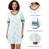 image:imageWiWi Super Soft Nightgowns for Women 34 Sleeve Cooling Nightshirts Sleepwear Bamboo Viscose Dress S4XBlight Blue Stars