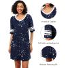 image:imageWiWi Super Soft Nightgowns for Women 34 Sleeve Cooling Nightshirts Sleepwear Bamboo Viscose Dress S4XBnavy Stars