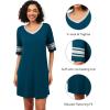 image:imageWiWi Super Soft Nightgowns for Women 34 Sleeve Cooling Nightshirts Sleepwear Bamboo Viscose Dress S4XBpeacock Blue