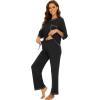 image:imageWiWi Viscose Bamboo Pajamas for Women 34 Sleeve Tops and Long Pants Sleepwear Pajama Set Soft Pjs Sets SXXLBlack