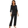 image:imageWiWi Viscose Bamboo Pajamas for Women 34 Sleeve Tops and Long Pants Sleepwear Pajama Set Soft Pjs Sets SXXLBlack