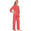 image:imageWiWi Viscose Bamboo Pajamas for Women 34 Sleeve Tops and Long Pants Sleepwear Pajama Set Soft Pjs Sets SXXLCoral