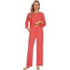 image:imageWiWi Viscose Bamboo Pajamas for Women 34 Sleeve Tops and Long Pants Sleepwear Pajama Set Soft Pjs Sets SXXLCoral