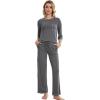 image:imageWiWi Viscose Bamboo Pajamas for Women 34 Sleeve Tops and Long Pants Sleepwear Pajama Set Soft Pjs Sets SXXLDark Heather Grey