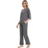 image:imageWiWi Viscose Bamboo Pajamas for Women 34 Sleeve Tops and Long Pants Sleepwear Pajama Set Soft Pjs Sets SXXLDark Heather Grey