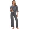 image:imageWiWi Viscose Bamboo Pajamas for Women 34 Sleeve Tops and Long Pants Sleepwear Pajama Set Soft Pjs Sets SXXLDark Heather Grey
