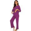 image:imageWiWi Viscose Bamboo Pajamas for Women 34 Sleeve Tops and Long Pants Sleepwear Pajama Set Soft Pjs Sets SXXLDark Reddish Purple