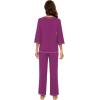 image:imageWiWi Viscose Bamboo Pajamas for Women 34 Sleeve Tops and Long Pants Sleepwear Pajama Set Soft Pjs Sets SXXLDark Reddish Purple