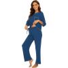 image:imageWiWi Viscose Bamboo Pajamas for Women 34 Sleeve Tops and Long Pants Sleepwear Pajama Set Soft Pjs Sets SXXLInk Blue