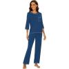 image:imageWiWi Viscose Bamboo Pajamas for Women 34 Sleeve Tops and Long Pants Sleepwear Pajama Set Soft Pjs Sets SXXLInk Blue