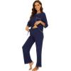 image:imageWiWi Viscose Bamboo Pajamas for Women 34 Sleeve Tops and Long Pants Sleepwear Pajama Set Soft Pjs Sets SXXLNavy