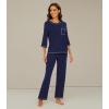 image:imageWiWi Viscose Bamboo Pajamas for Women 34 Sleeve Tops and Long Pants Sleepwear Pajama Set Soft Pjs Sets SXXLNavy