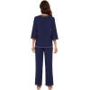 image:imageWiWi Viscose Bamboo Pajamas for Women 34 Sleeve Tops and Long Pants Sleepwear Pajama Set Soft Pjs Sets SXXLNavy