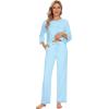 image:imageWiWi Viscose Bamboo Pajamas for Women 34 Sleeve Tops and Long Pants Sleepwear Pajama Set Soft Pjs Sets SXXLPale Blue
