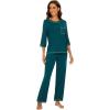 image:imageWiWi Viscose Bamboo Pajamas for Women 34 Sleeve Tops and Long Pants Sleepwear Pajama Set Soft Pjs Sets SXXLPeacock Green