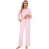 image:imageWiWi Viscose Bamboo Pajamas for Women 34 Sleeve Tops and Long Pants Sleepwear Pajama Set Soft Pjs Sets SXXLPink