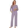 image:imageWiWi Viscose Bamboo Pajamas for Women 34 Sleeve Tops and Long Pants Sleepwear Pajama Set Soft Pjs Sets SXXLViolet