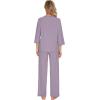 image:imageWiWi Viscose Bamboo Pajamas for Women 34 Sleeve Tops and Long Pants Sleepwear Pajama Set Soft Pjs Sets SXXLViolet