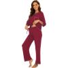 image:imageWiWi Viscose Bamboo Pajamas for Women 34 Sleeve Tops and Long Pants Sleepwear Pajama Set Soft Pjs Sets SXXLWine Red